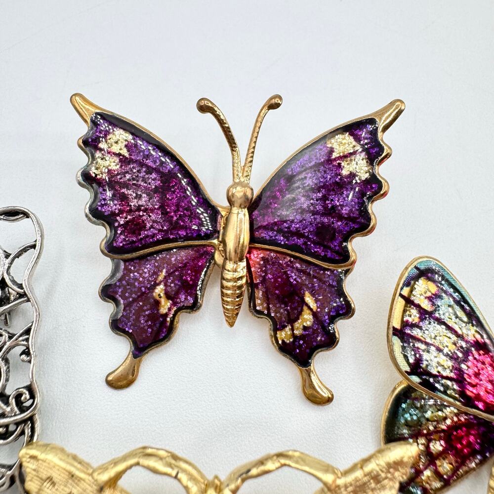 5 Piece Vintage Butterfly Brooch Lot Fairycore Insect Bug Spring Summer Garden - Picture 3 of 12